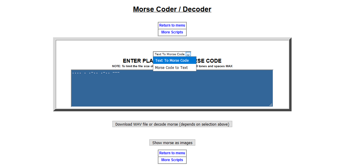 Podrás descargar un archivo WAV con el código Morse