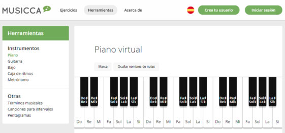 virtual piano with guide