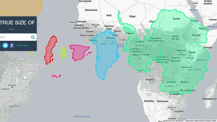 comparar el tamaño de los países