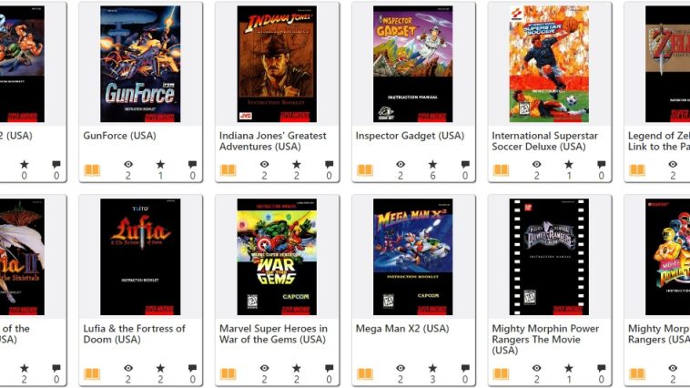 Miles de manuales para juegos de PlayStation, PlayStation 2, y Super Nintendo